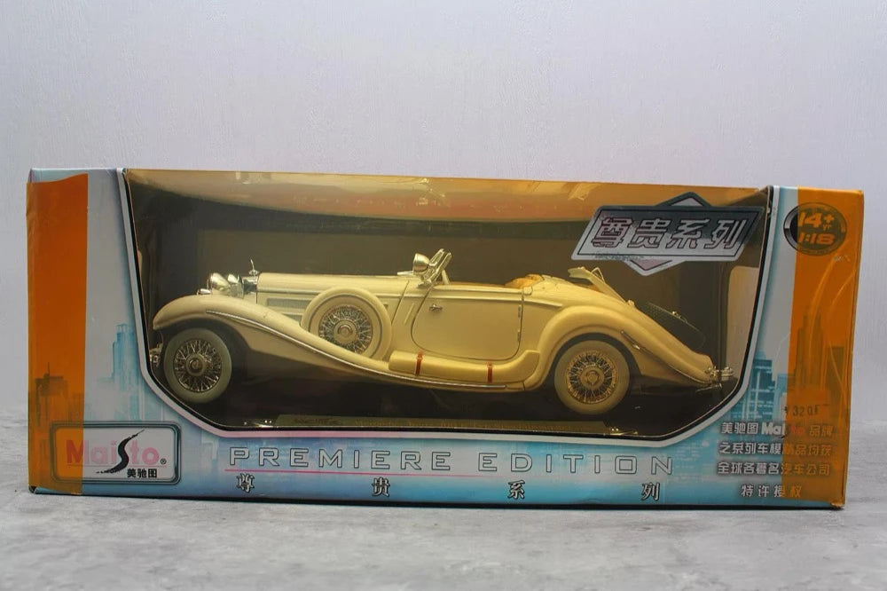 Maisto Mercedes-Benz 1936 500 K Special Roadster branco 1:18 – modelo de exposição em metal fundido