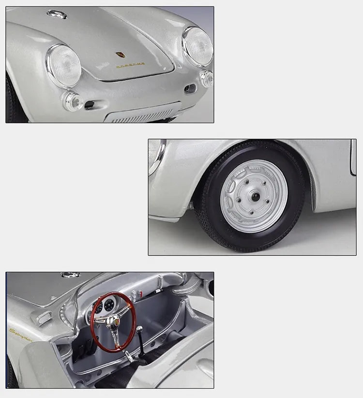 [Maisto] 1:18 Porsche 1951 550 Spyder argento modellino di auto Die-Cast