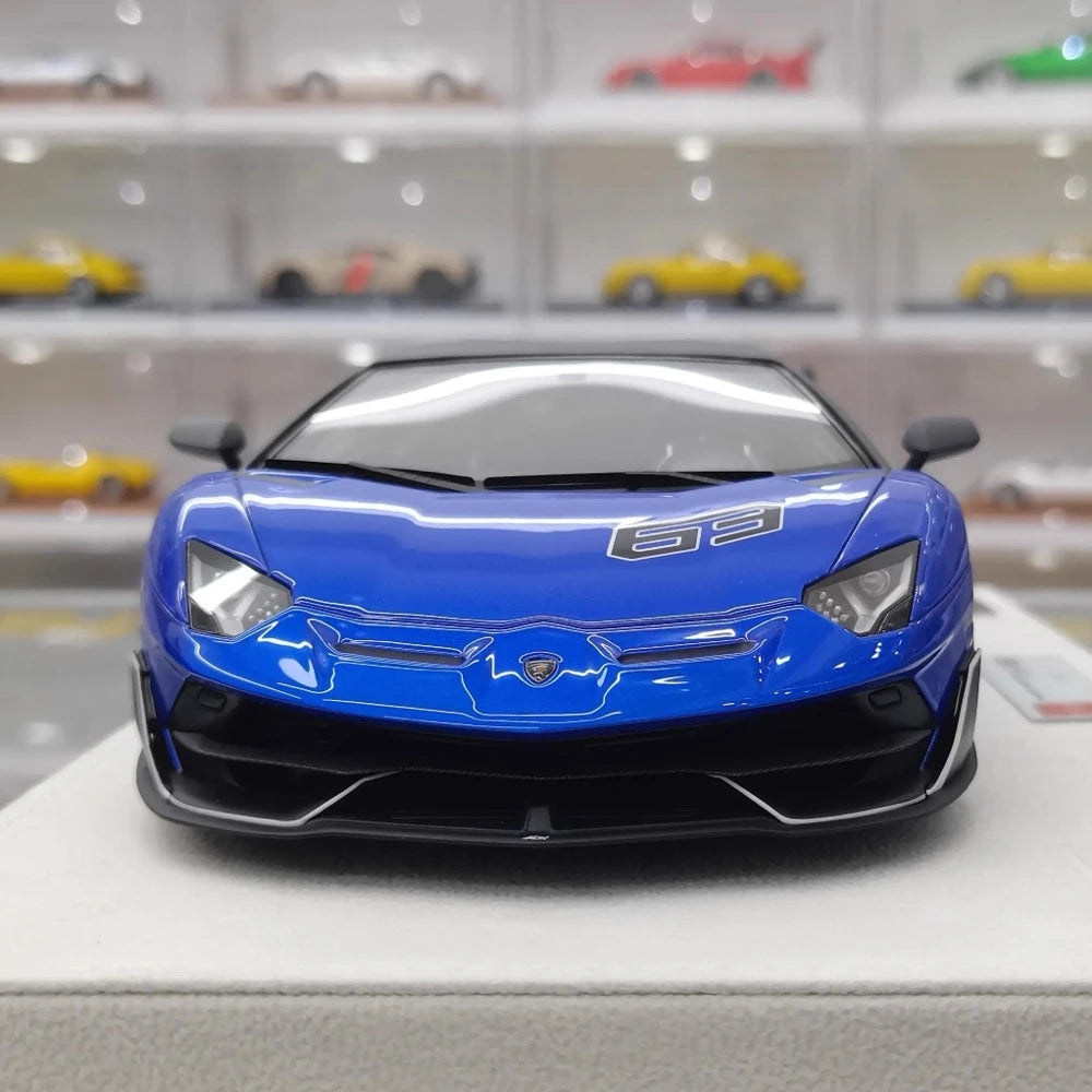 [Make Up] 1:18 Lamborghini 2018 Aventador SVJ 63 Blue Model Car Resin