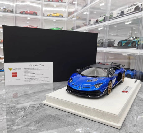 [Make Up] 1:18 Lamborghini 2018 Aventador SVJ 63 Blue Model Car Resin