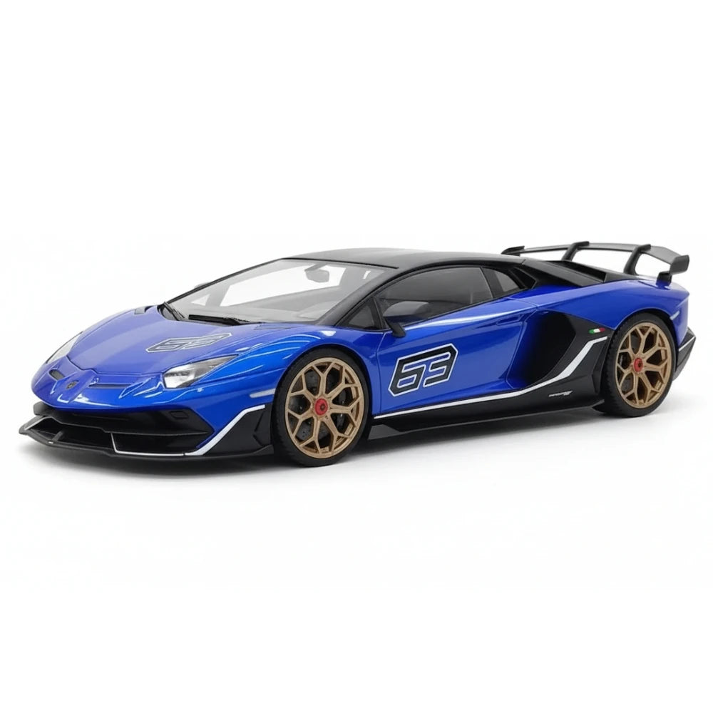 [Make Up] 1:18 Lamborghini 2018 Aventador SVJ 63 Blue Model Car Resin