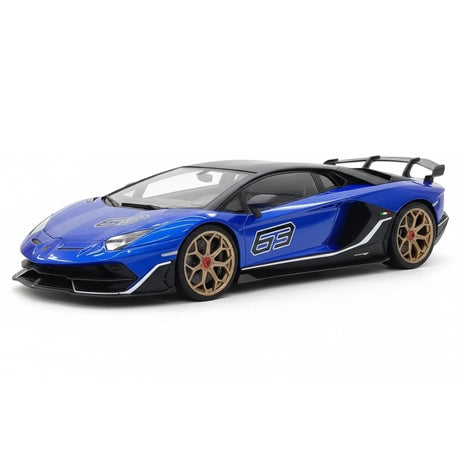 [Make Up] 1:18 Lamborghini 2018 Aventador SVJ 63 Blue Model Car Resin