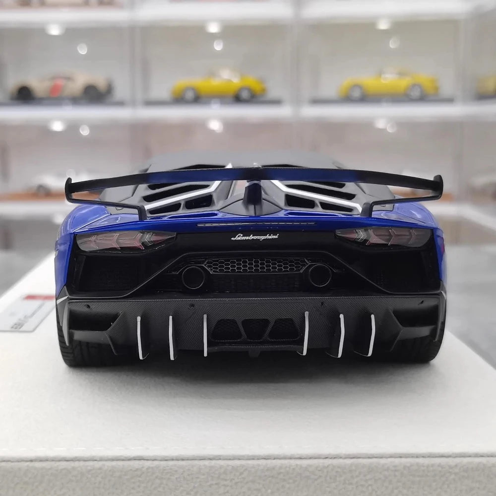 [Make Up] 1:18 Lamborghini 2018 Aventador SVJ 63 Blue Model Car Resin