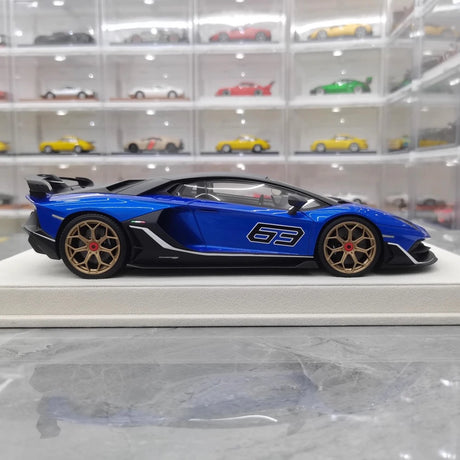 [Make Up] 1:18 Lamborghini 2018 Aventador SVJ 63 Blue Model Car Resin