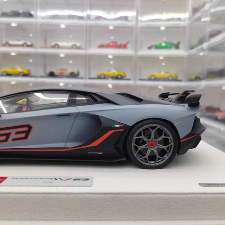 [Make Up] 1:18 Lamborghini 2018 Aventador SVJ 63 Gray Model Car Resin