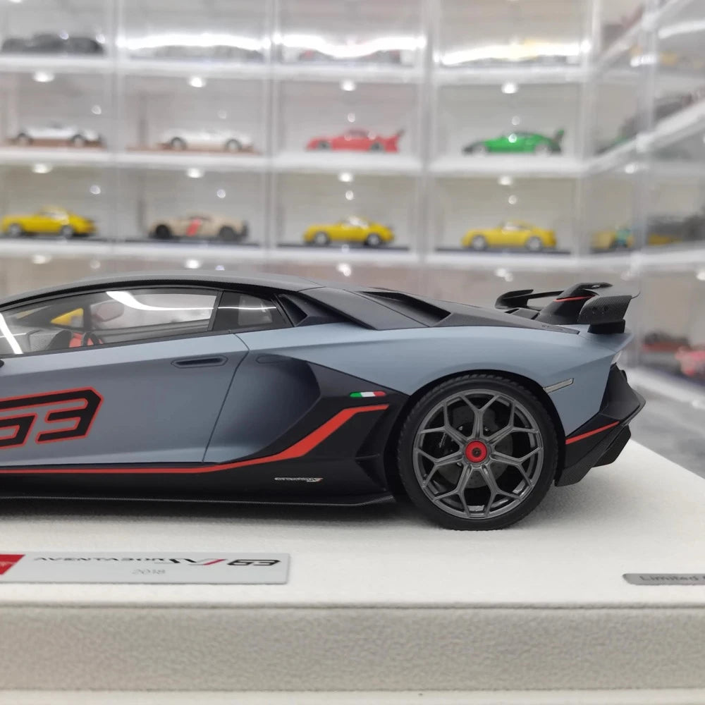 [Make Up] 1:18 Lamborghini 2018 Aventador SVJ 63 Gray Model Car Resin
