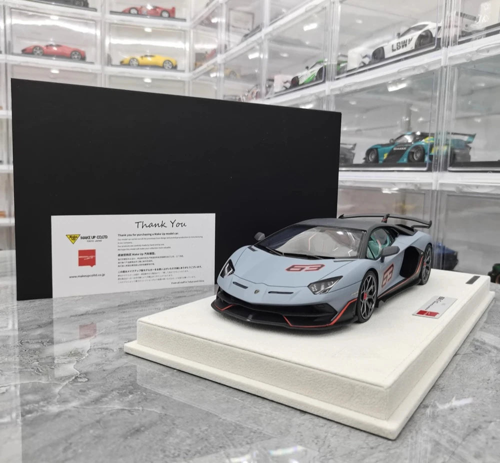 [Make Up] 1:18 Lamborghini 2018 Aventador SVJ 63 Gray Model Car Resin
