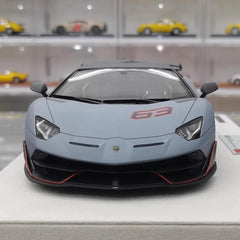 [Make Up] 1:18 Lamborghini 2018 Aventador SVJ 63 Gray Model Car Resin