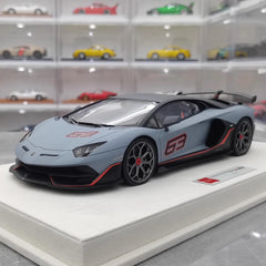 [Make Up] 1:18 Lamborghini 2018 Aventador SVJ 63 Gray Model Car Resin