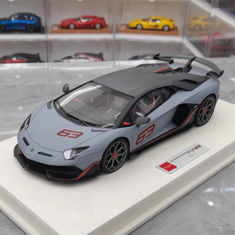 [Make Up] 1:18 Lamborghini 2018 Aventador SVJ 63 Gray Model Car Resin