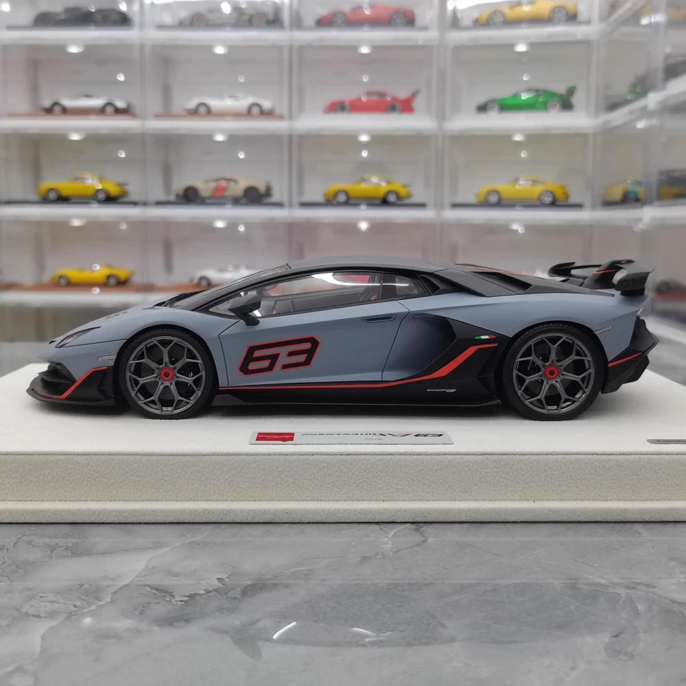 [Make Up] 1:18 Lamborghini 2018 Aventador SVJ 63 Gray Model Car Resin