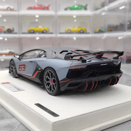 [Make Up] 1:18 Lamborghini 2018 Aventador SVJ 63 Gray Model Car Resin
