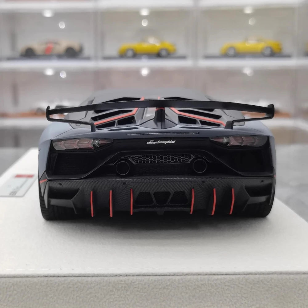 [Make Up] 1:18 Lamborghini 2018 Aventador SVJ 63 Gray Model Car Resin