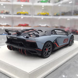 [Make Up] 1:18 Lamborghini 2018 Aventador SVJ 63 Gray Model Car Resin