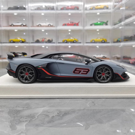 [Make Up] 1:18 Lamborghini 2018 Aventador SVJ 63 Gray Model Car Resin