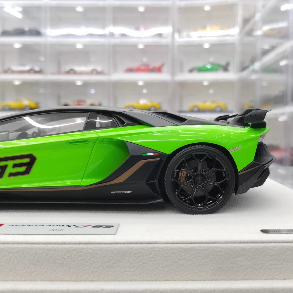 [Make Up] 1:18 Lamborghini 2018 Aventador SVJ 63 Green Model Car Resin