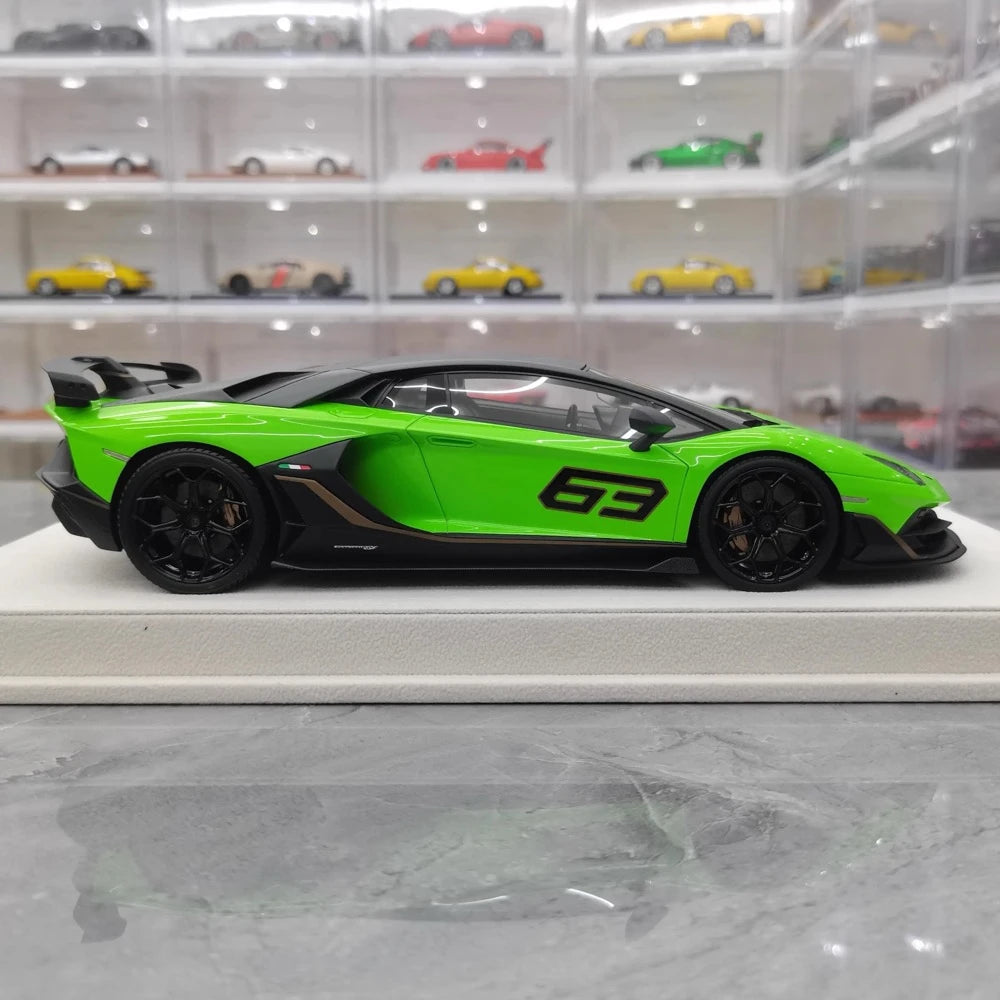 [Make Up] 1:18 Lamborghini 2018 Aventador SVJ 63 Green Model Car Resin