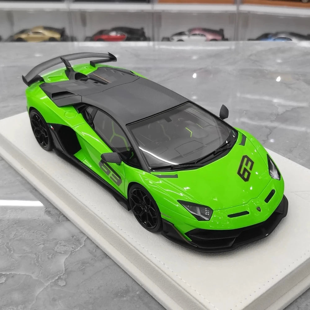 [Make Up] 1:18 Lamborghini 2018 Aventador SVJ 63 Green Model Car Resin