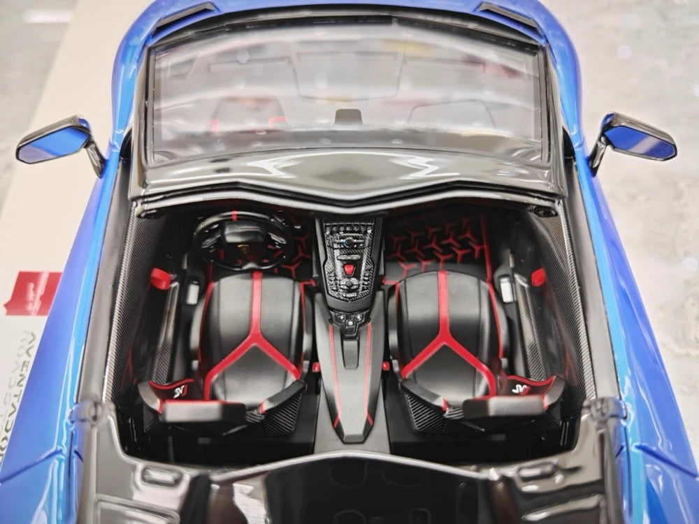 [Make Up] 1:18 Lamborghini 2019 Aventador SVJ Roadster Blue Model Car Resin