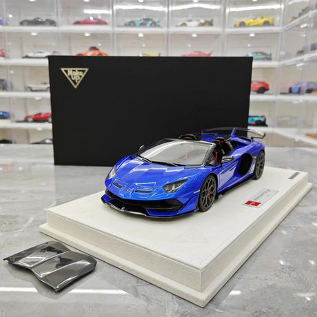 [Make Up] 1:18 Lamborghini 2019 Aventador SVJ Roadster Blue Model Car Resin