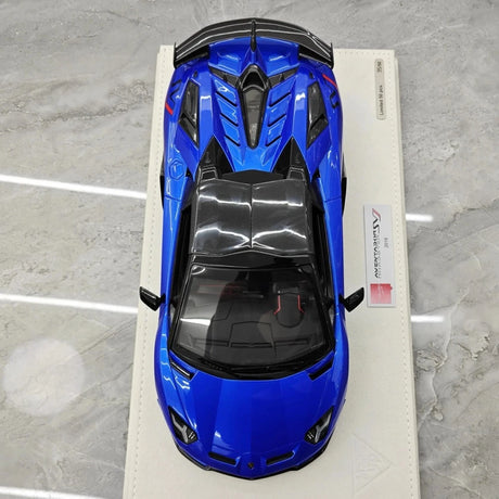 [Make Up] 1:18 Lamborghini 2019 Aventador SVJ Roadster Blue Model Car Resin