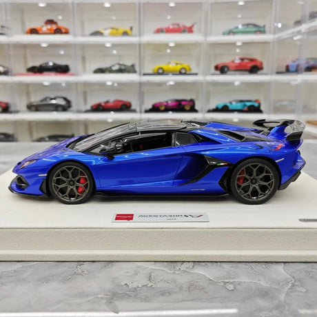 [Make Up] 1:18 Lamborghini 2019 Aventador SVJ Roadster Blue Model Car Resin