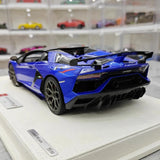 [Make Up] 1:18 Lamborghini 2019 Aventador SVJ Roadster Blue Model Car Resin