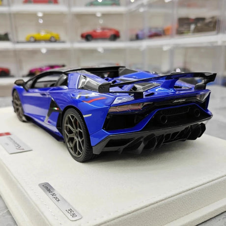 [Make Up] 1:18 Lamborghini 2019 Aventador SVJ Roadster Blue Model Car Resin