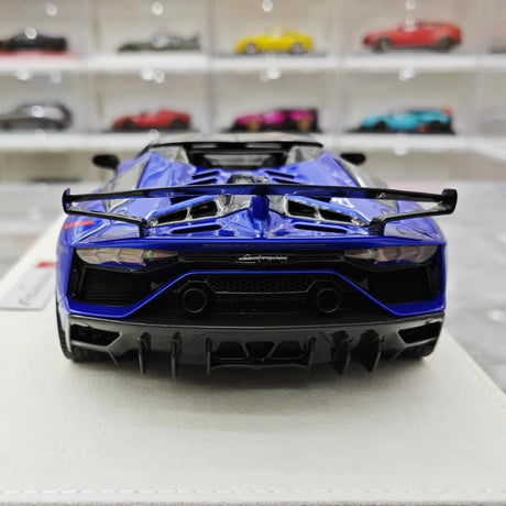 [Make Up] 1:18 Lamborghini 2019 Aventador SVJ Roadster Blue Model Car Resin