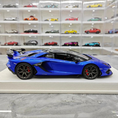 [Make Up] 1:18 Lamborghini 2019 Aventador SVJ Roadster Blue Model Car Resin