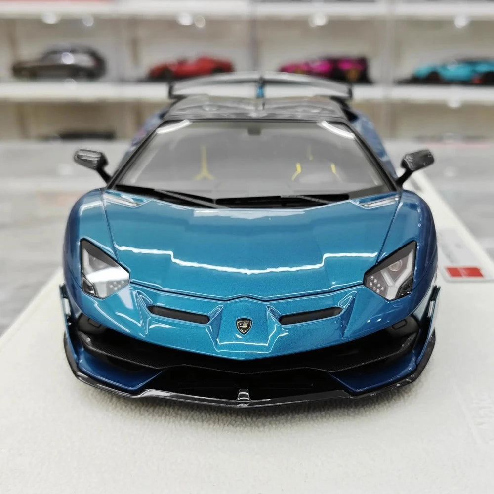 [Make Up] 1:18 Lamborghini 2019 Aventador SVJ Roadster Cyan Model Car Resin