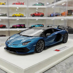 [Make Up] 1:18 Lamborghini 2019 Aventador SVJ Roadster Cyan Model Car Resin