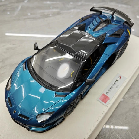 [Make Up] 1:18 Lamborghini 2019 Aventador SVJ Roadster Cyan Model Car Resin