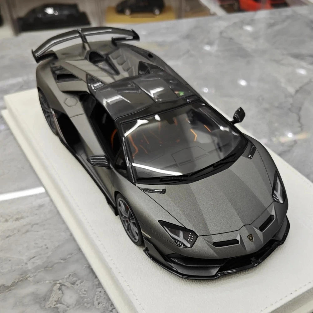 [Make Up] 1:18 Lamborghini 2019 Aventador SVJ Roadster Gray Model Car Resin