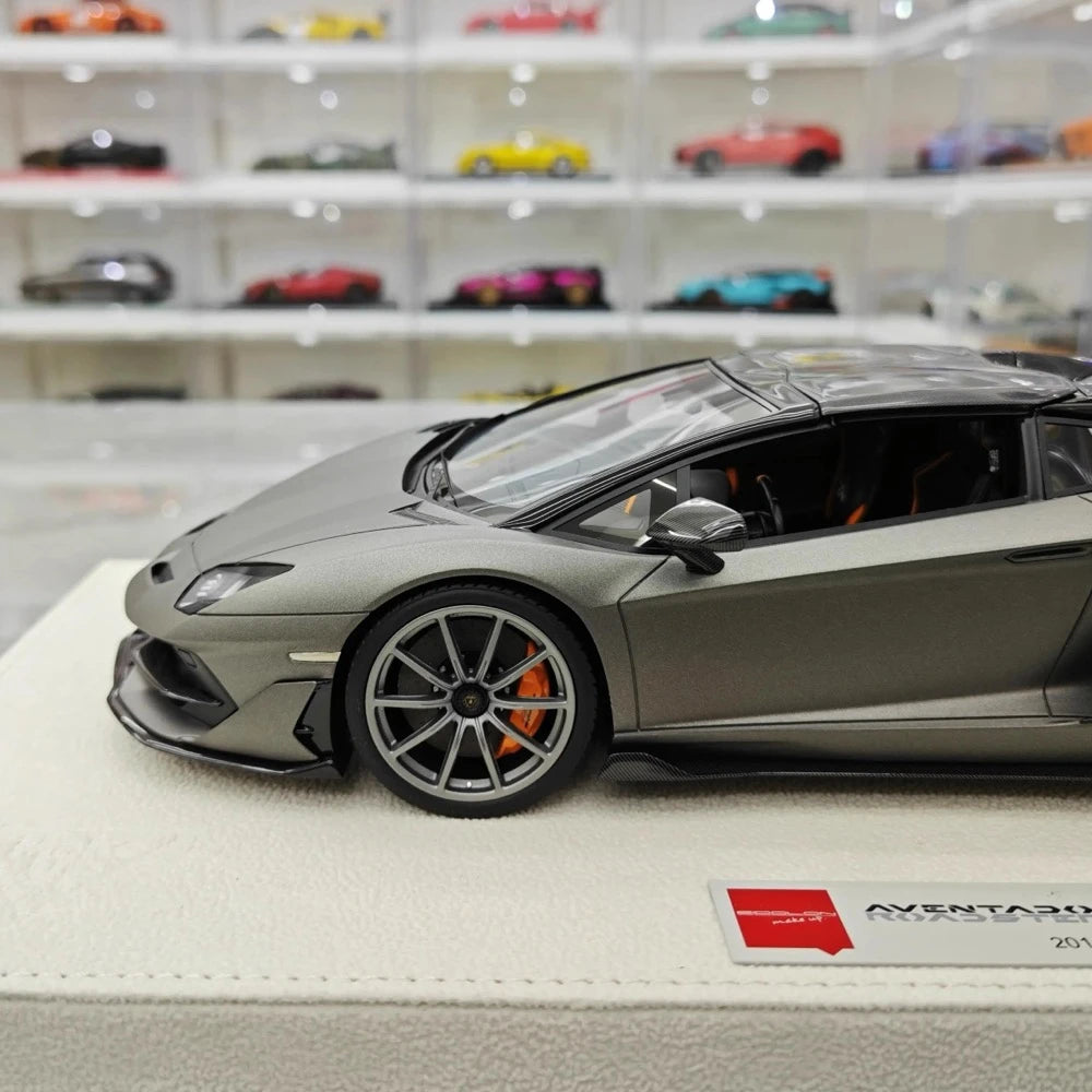 [Make Up] 1:18 Lamborghini 2019 Aventador SVJ Roadster Gray Model Car Resin