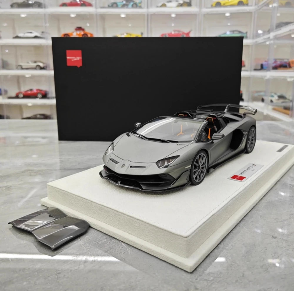 [Make Up] 1:18 Lamborghini 2019 Aventador SVJ Roadster Gray Model Car Resin
