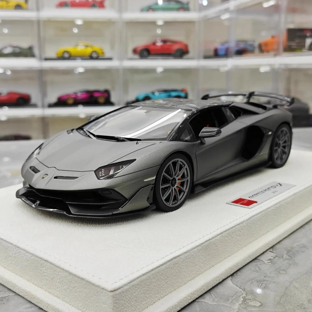 [Make Up] 1:18 Lamborghini 2019 Aventador SVJ Roadster Gray Model Car Resin