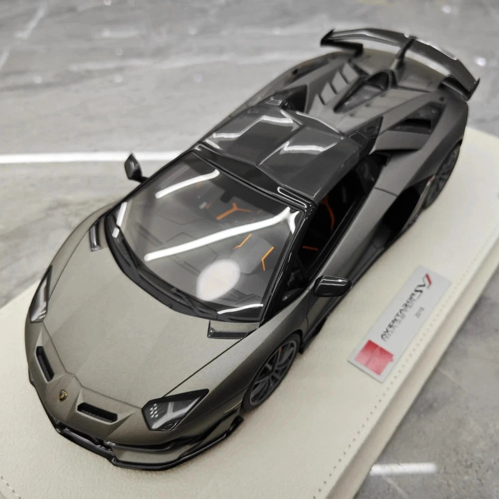 [Make Up] 1:18 Lamborghini 2019 Aventador SVJ Roadster Gray Model Car Resin