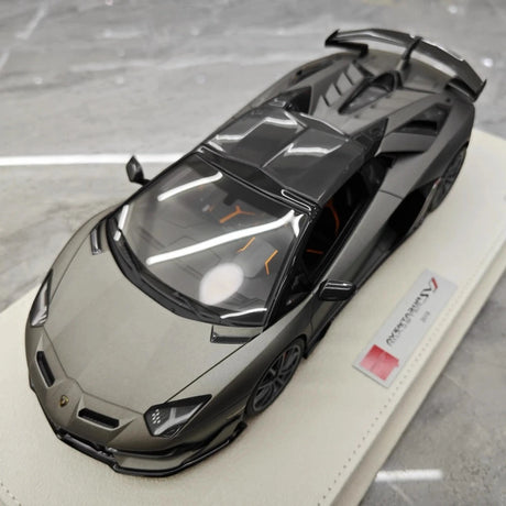 [Make Up] 1:18 Lamborghini 2019 Aventador SVJ Roadster Gray Model Car Resin