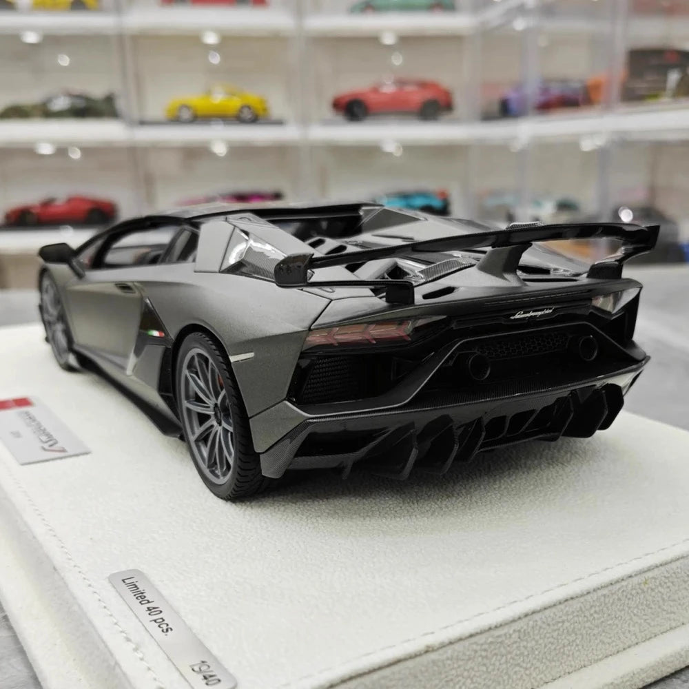 [Make Up] 1:18 Lamborghini 2019 Aventador SVJ Roadster Gray Model Car Resin