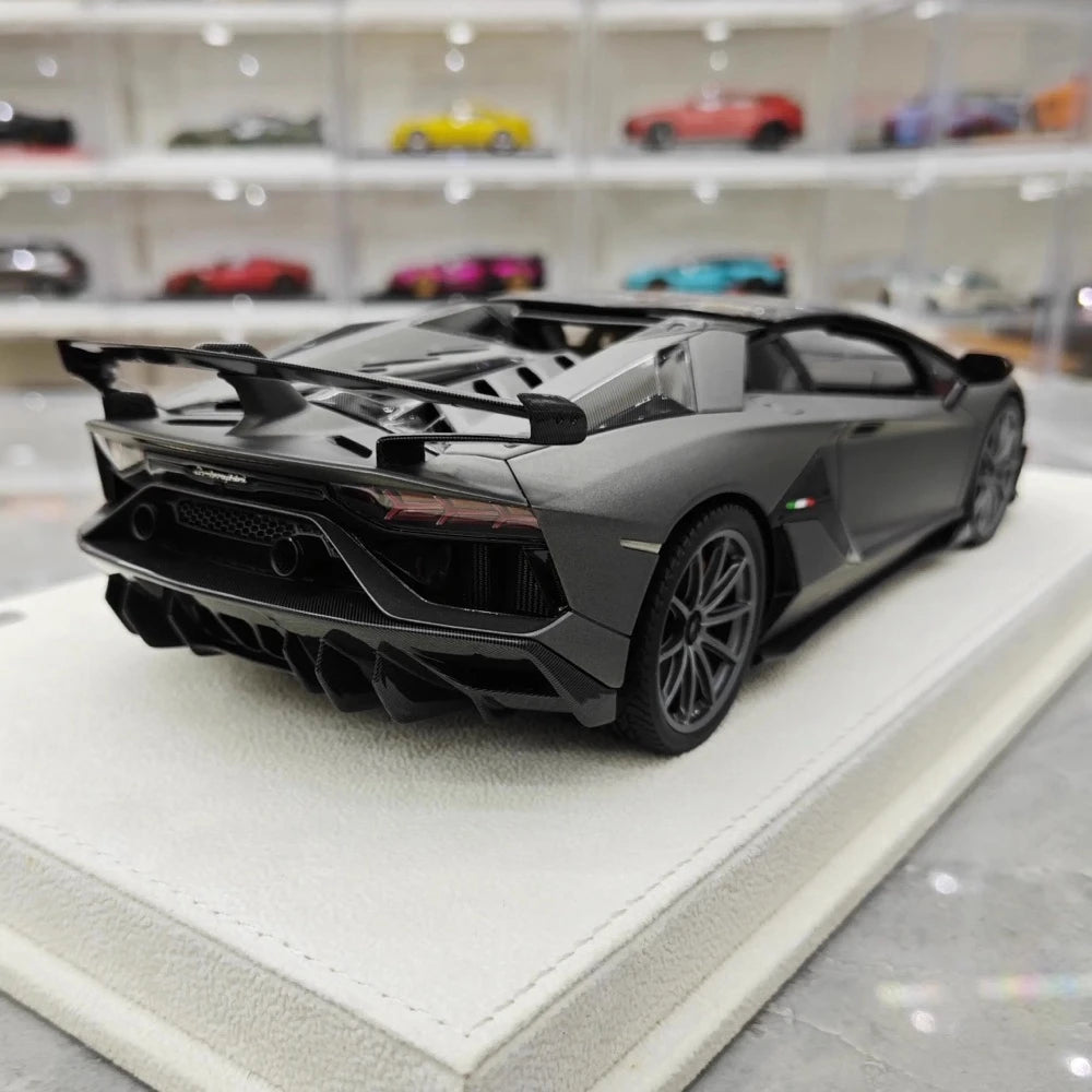 [Make Up] 1:18 Lamborghini 2019 Aventador SVJ Roadster Gray Model Car Resin