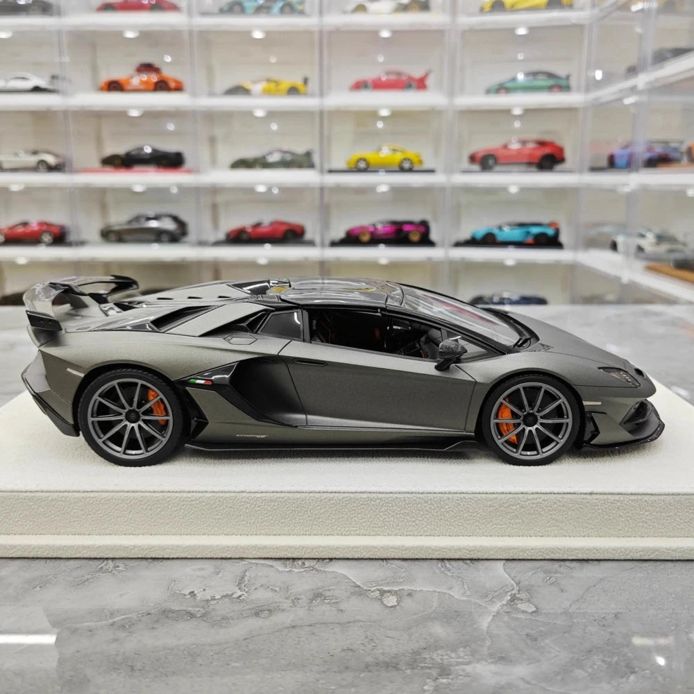 [Make Up] 1:18 Lamborghini 2019 Aventador SVJ Roadster Gray Model Car Resin