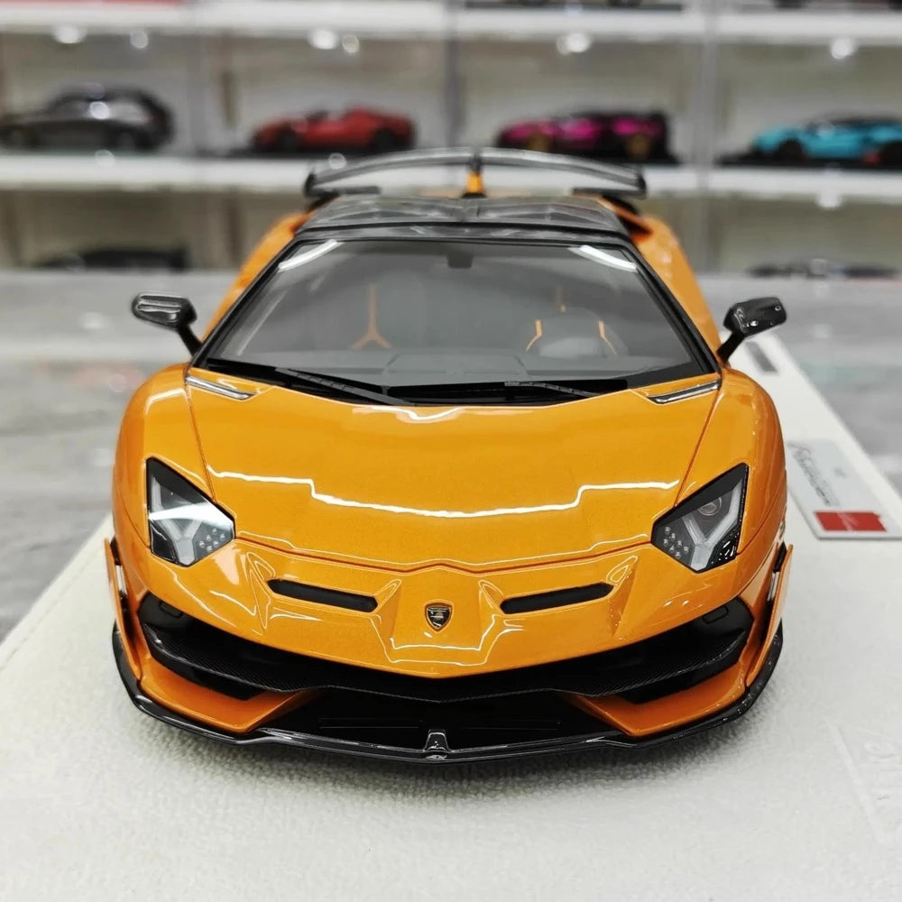 [Make Up] 1:18 Lamborghini 2019 Aventador SVJ Roadster Orange Model Car Resin