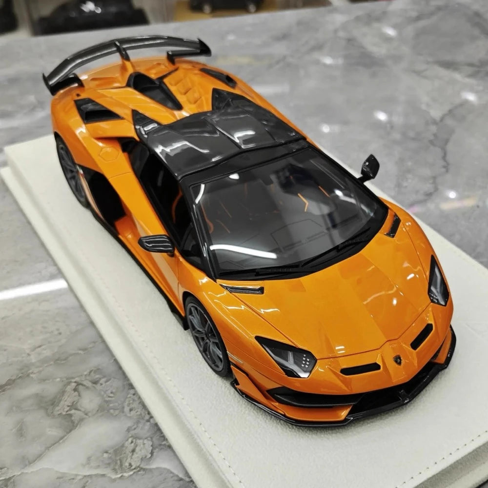 [Make Up] 1:18 Lamborghini 2019 Aventador SVJ Roadster Orange Model Car Resin