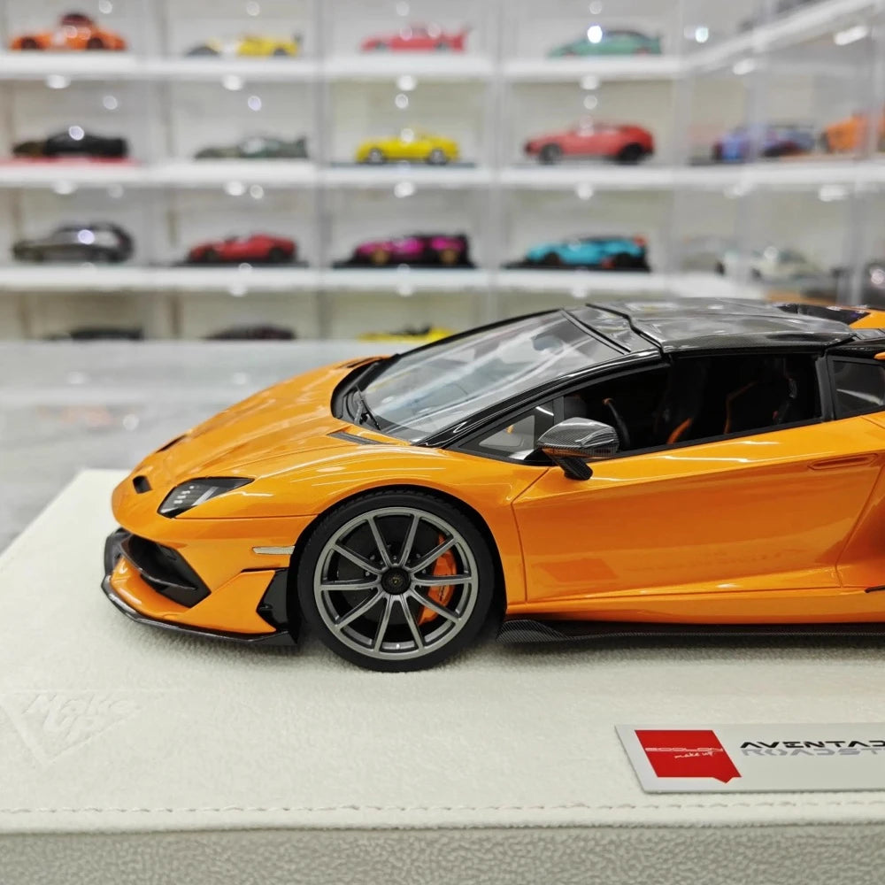 [Make Up] 1:18 Lamborghini 2019 Aventador SVJ Roadster Orange Model Car Resin