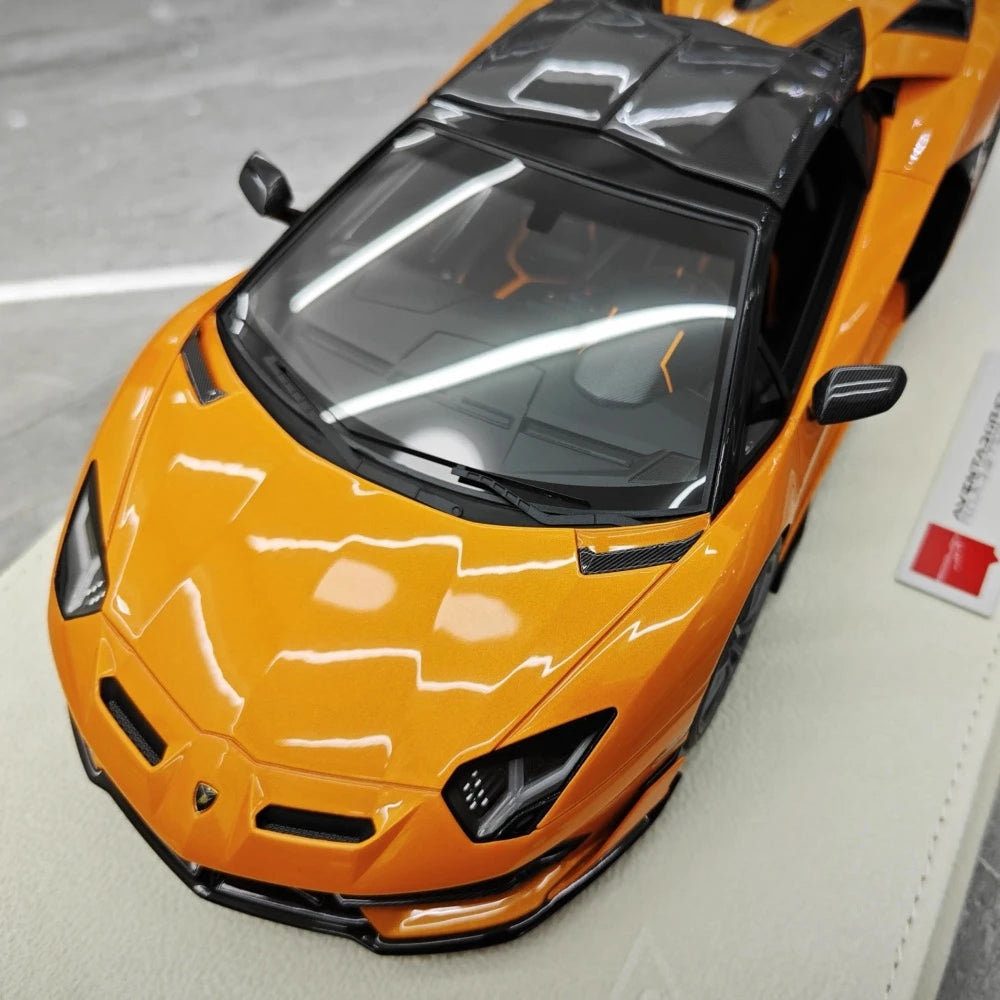 [Make Up] 1:18 Lamborghini 2019 Aventador SVJ Roadster Orange Model Car Resin