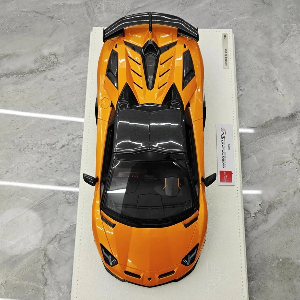 [Make Up] 1:18 Lamborghini 2019 Aventador SVJ Roadster Orange Model Car Resin