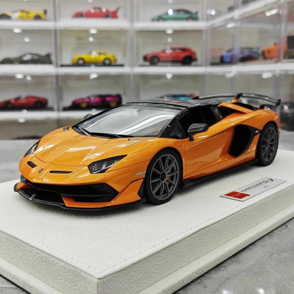 [Make Up] 1:18 Lamborghini 2019 Aventador SVJ Roadster Orange Model Car Resin
