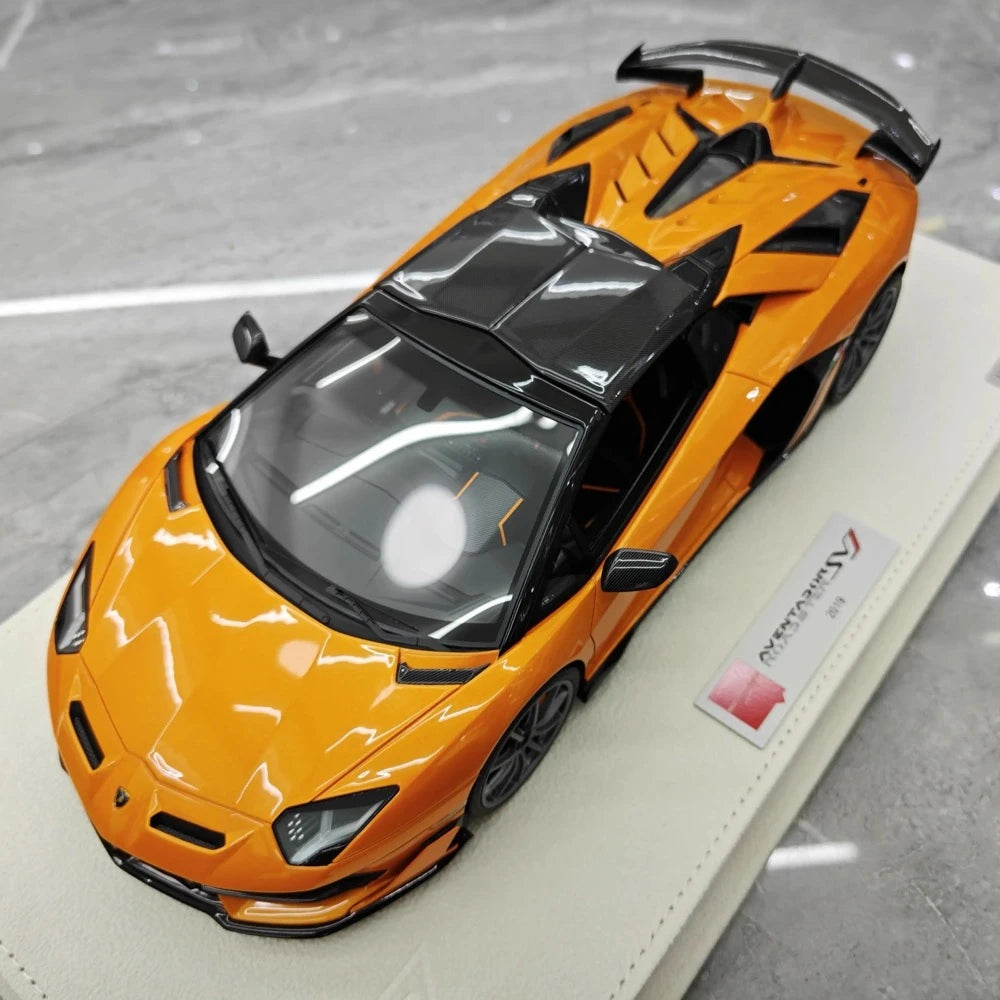 [Make Up] 1:18 Lamborghini 2019 Aventador SVJ Roadster Orange Model Car Resin