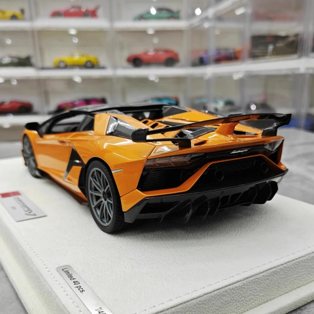 [Make Up] 1:18 Lamborghini 2019 Aventador SVJ Roadster Orange Model Car Resin